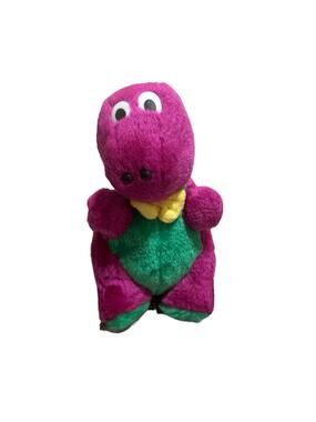 Vintage 90’s Rare Barney Purple Dinosaur Yellow Bow tie Stuffed Plush 10” Toy